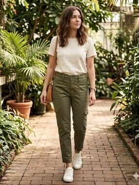 ​Lilac Sunset Light Olive Green Cargo Utility Pants Size 11/12 Slim Straight